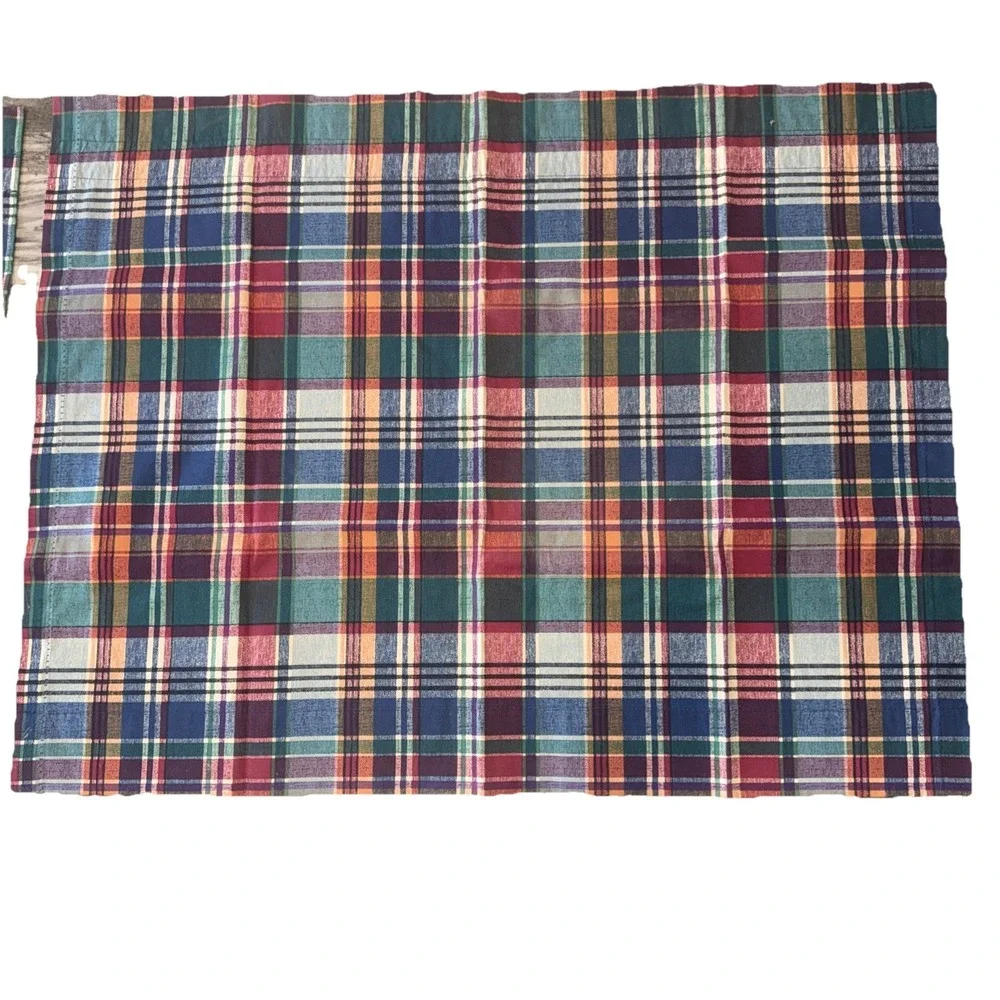 2 Tartan Plaid Curtain Tiers 33X26 In Each Cottage Green Burgundy Blue JCPenney
